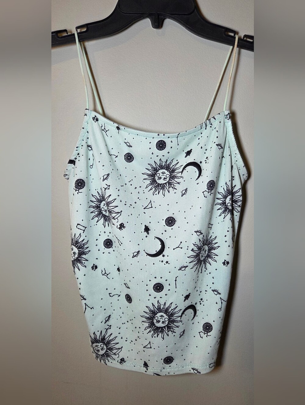 Faded Rose Celestial Sun Moon Stars Ribbed Cami Tank Top Women’s Medium Y2K